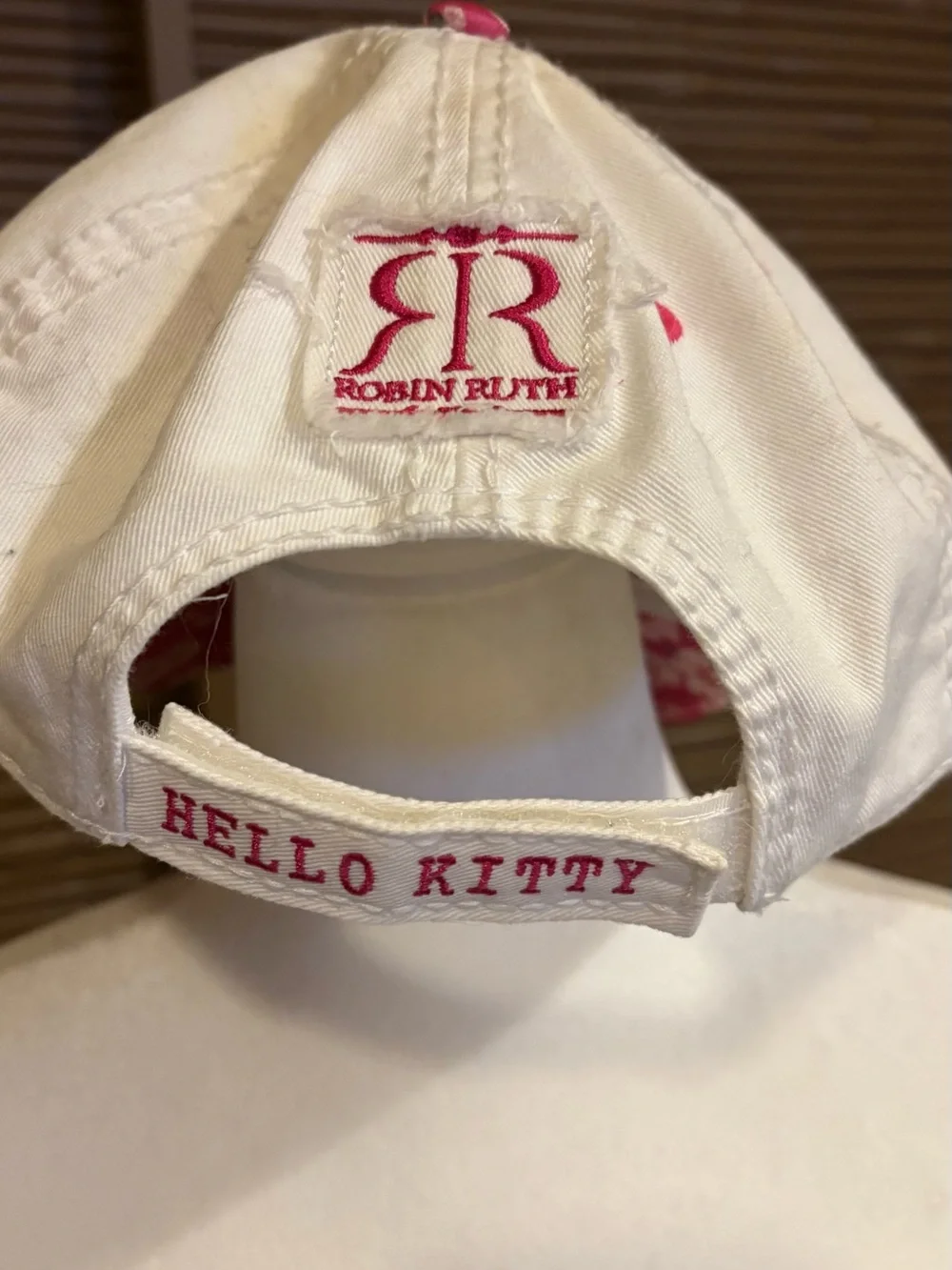 Robin Ruth White & Pink Hello Kitty Embroidered Baseball Cap